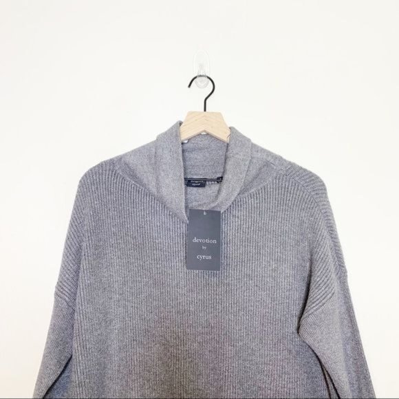 NWT Devotion by Cyrus Charcoal Rib Knit Long Sleeve Cowl Neck Sweater Small - Picture 5 of 11